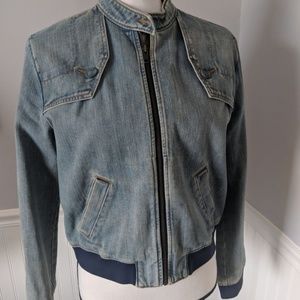 GAP Vintage Denim Bomber Jacket - Light/Med Wash